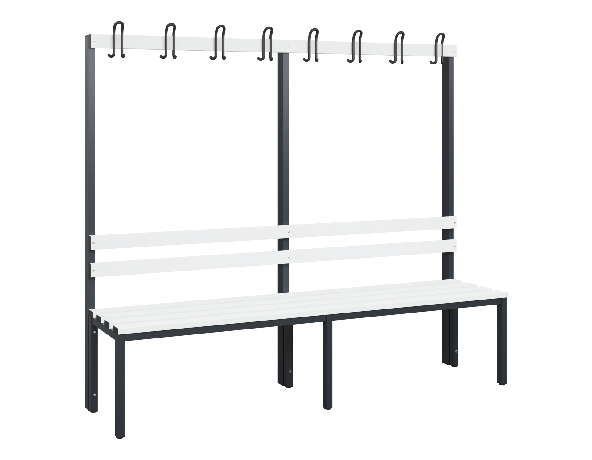 C+P Garderobenbank Solid, 1716x2000x412mm, 7021/Weiß