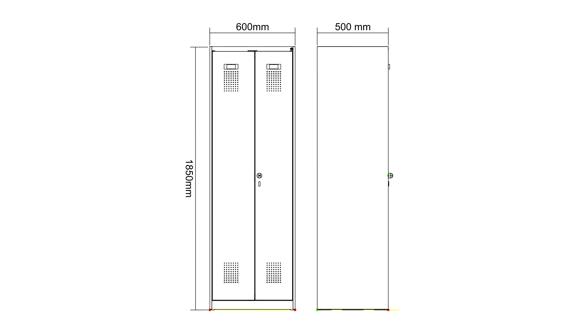 C+P Putzmittel-Spind Evolo PLUS, 2 Abteile, 1850x600x500mm