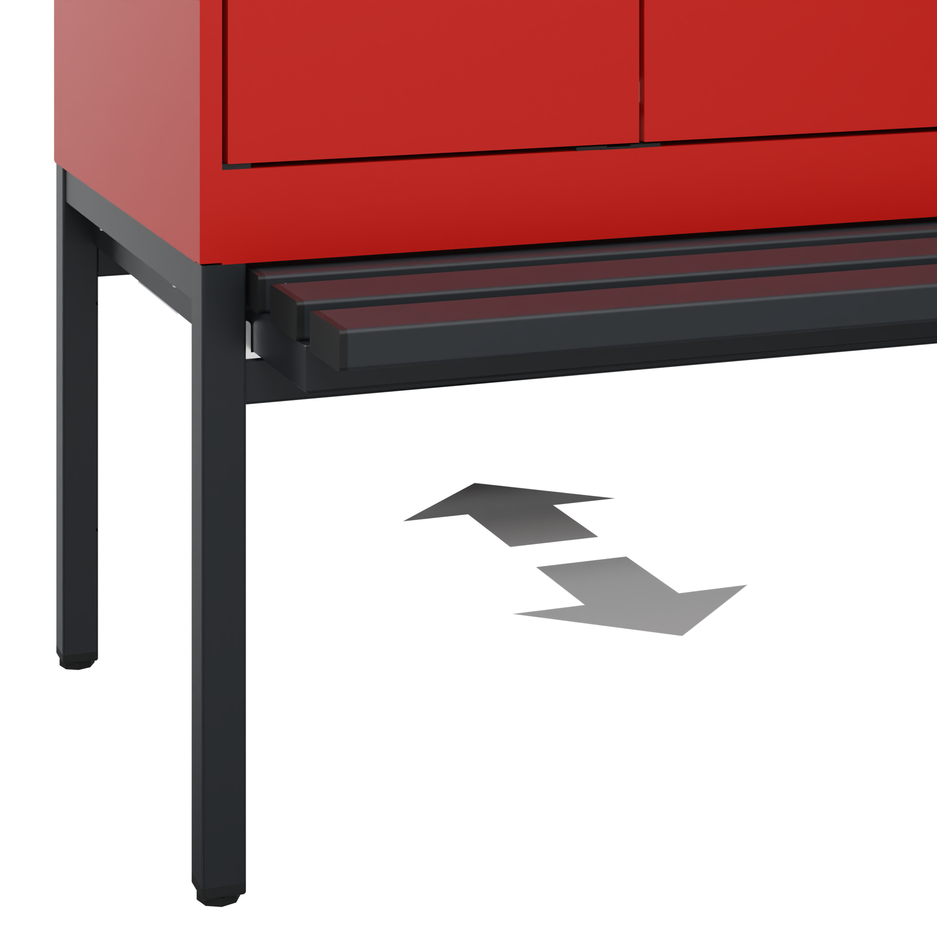 C+P PSA Schwarz-Weiß-Spind Evolo PLUS, Bank, 4 Abteile, 2120x1200x815mm
