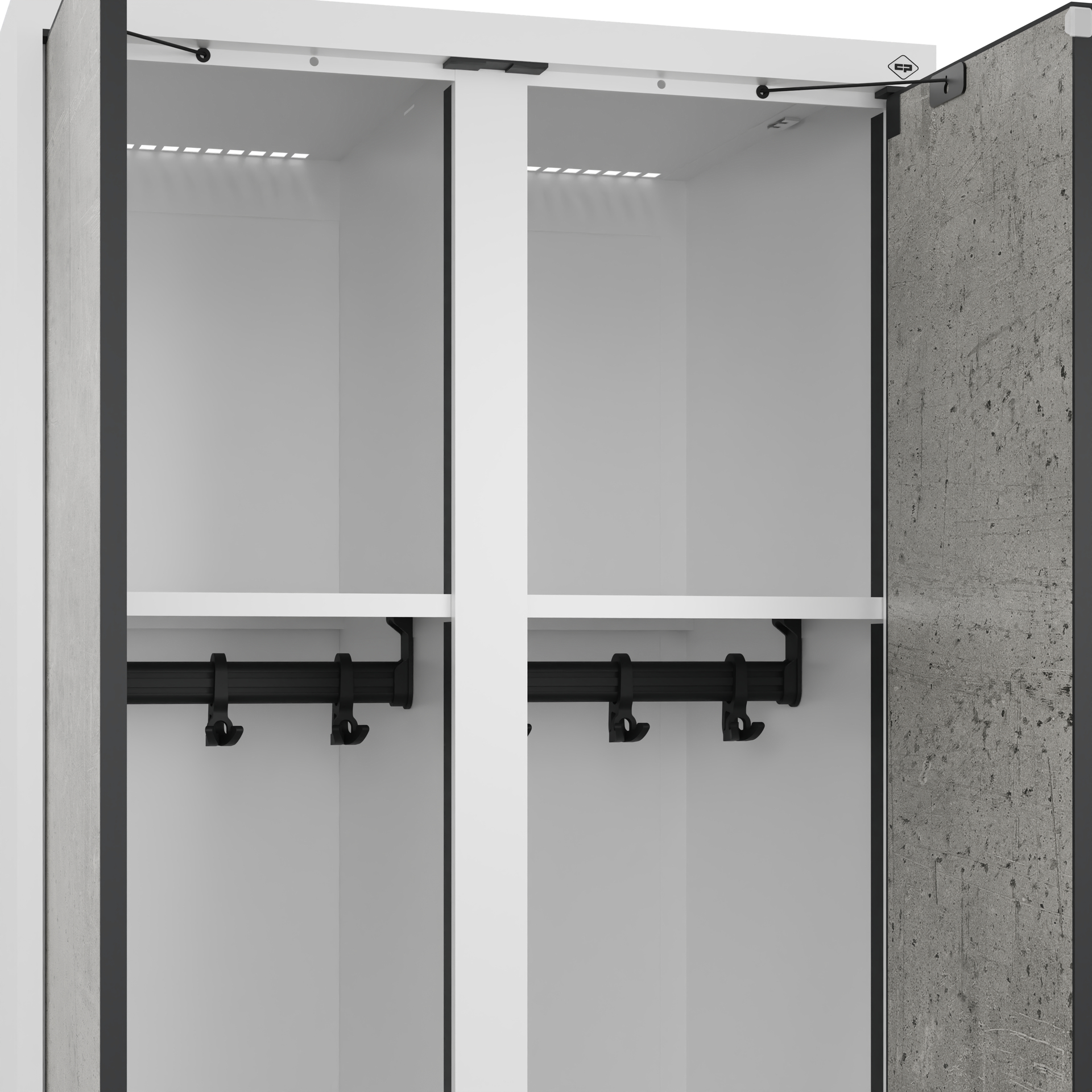 C+P Schwarz-Wei�-Spind Evolo PLUS, Bank, 2 Abteile, 2120x600x815mm