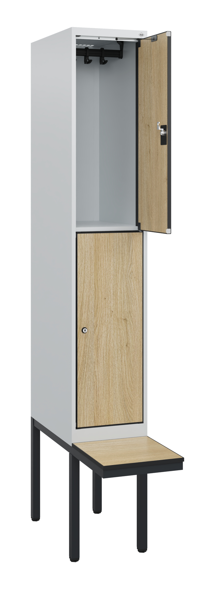 C+P Doppelst�ckiger Spind Evolo PLUS, 2 F�cher, 1950x300x815mm