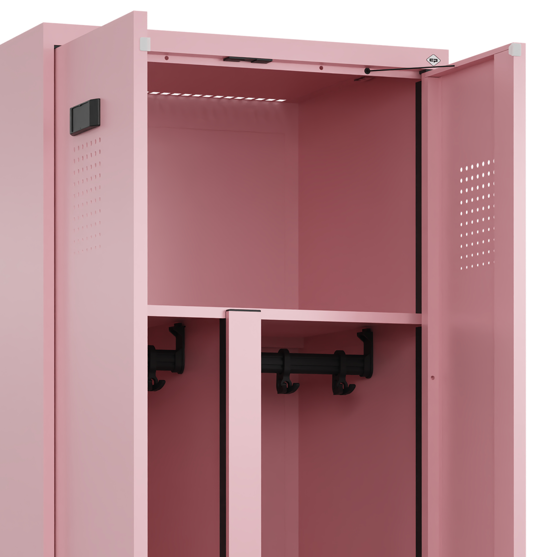 C+P PSA Schwarz-Weiß-Spind Evolo PLUS, Bank, 4 Abteile, 2120x1200x815mm