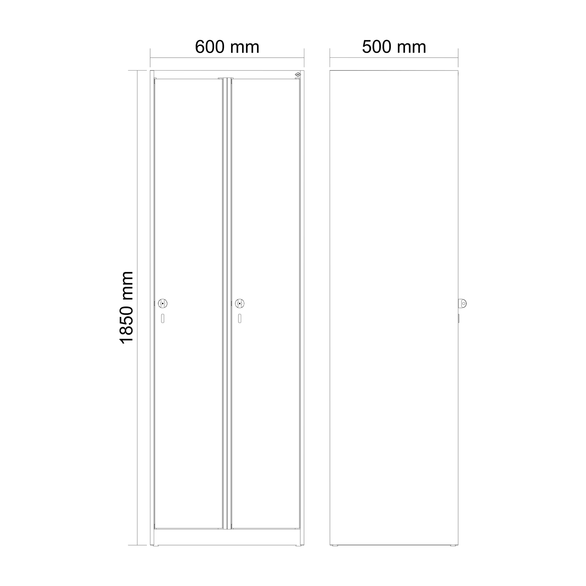 C+P Aufbewahrungsspind Evolo PLUS, 2 Abteile, 1850x600x500mm