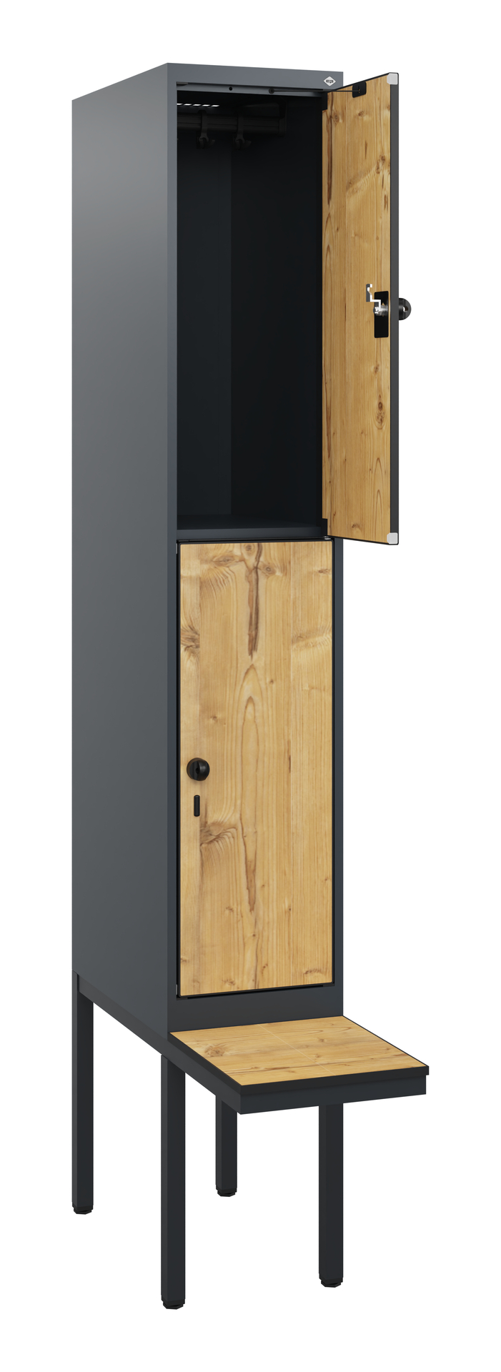 C+P Doppelst�ckiger Spind Evolo PLUS, 2 F�cher, 1950x300x815mm