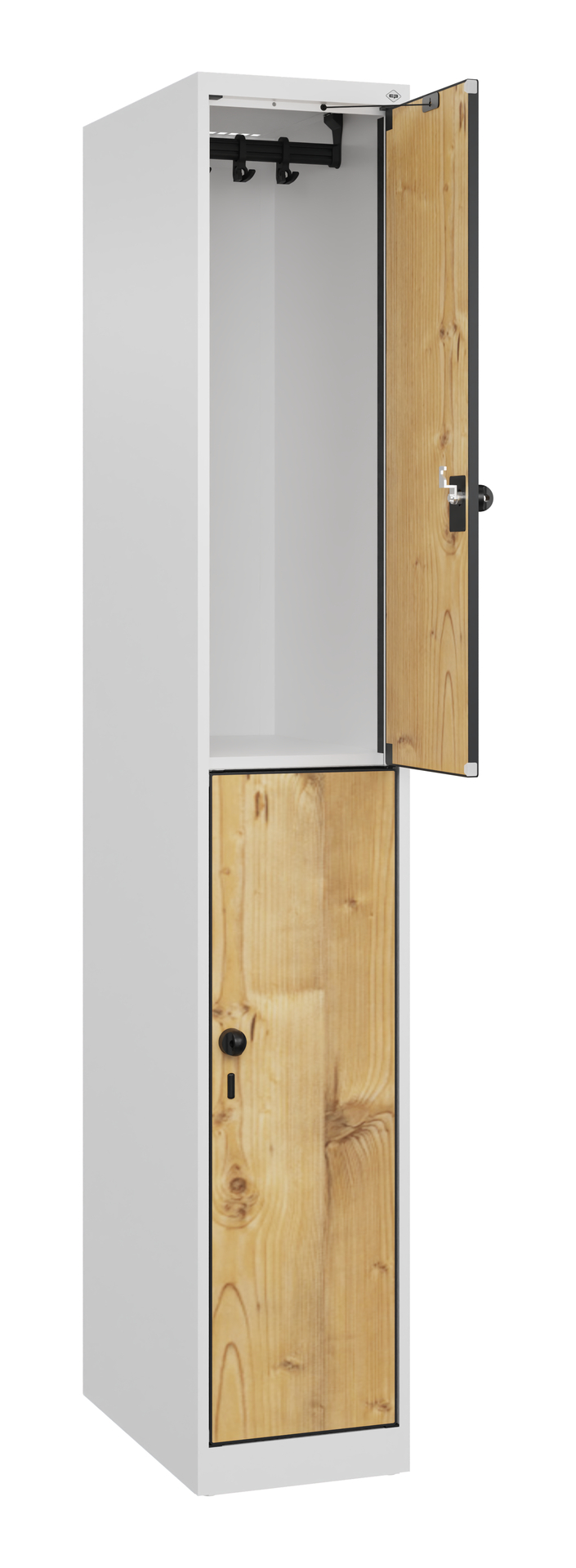 C+P Doppelst�ckiger Spind Evolo PLUS, 2 F�cher, 1850x300x500mm