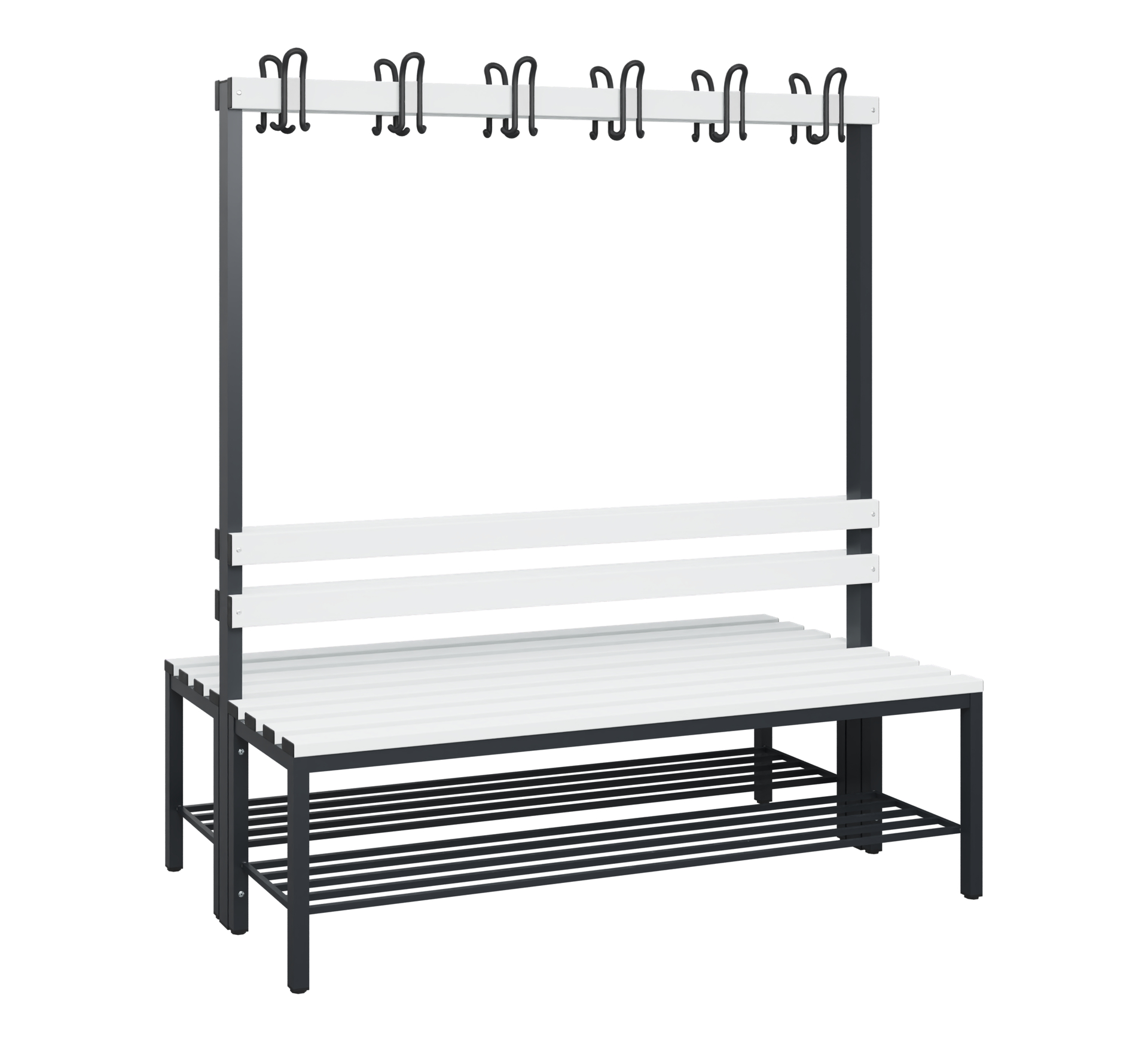 C+P Garderobenbank Solid, 1716x1500x770mm, 7021/Weiß
