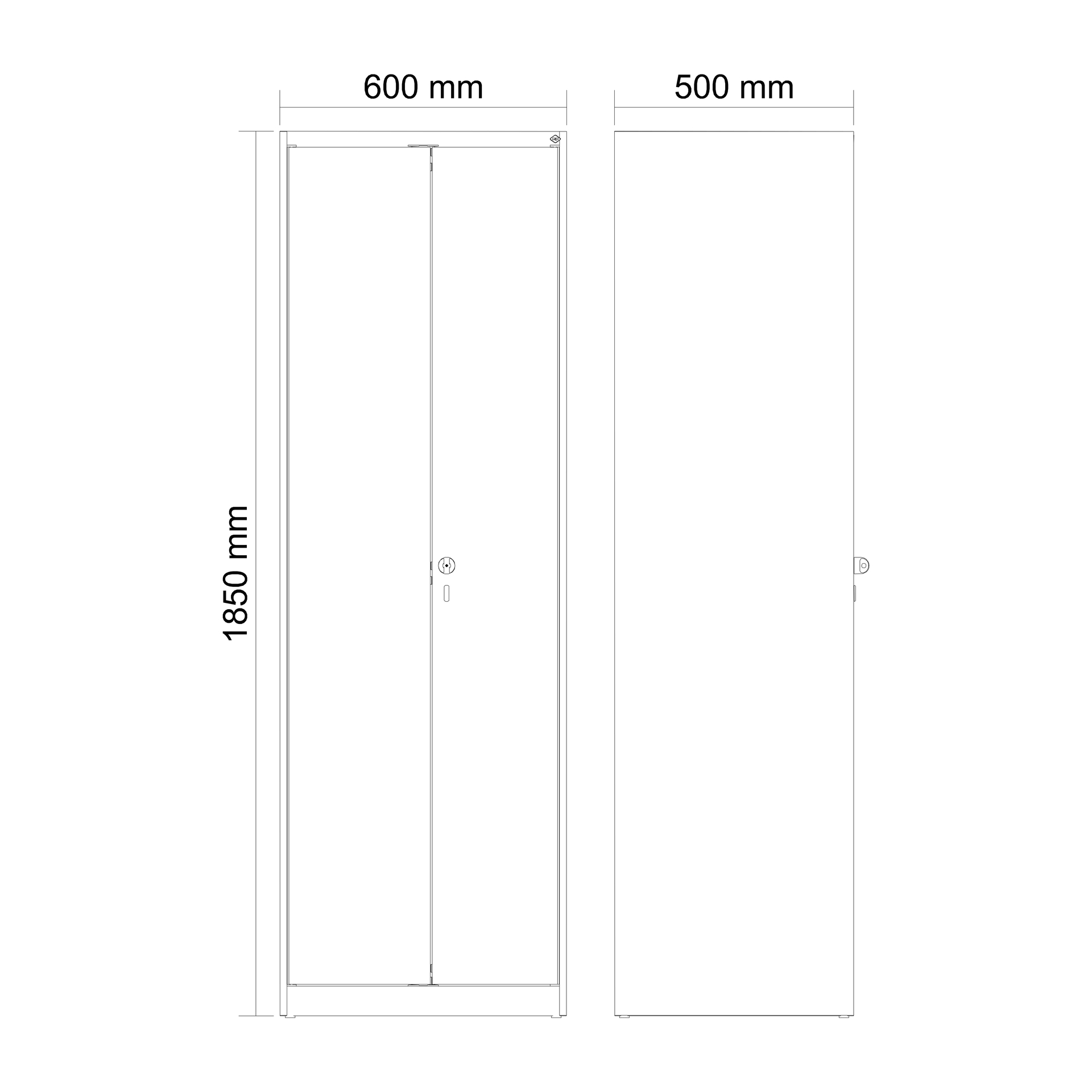 C+P Aufbewahrungsspind Evolo PLUS, 2 Abteile, 1850x600x500mm