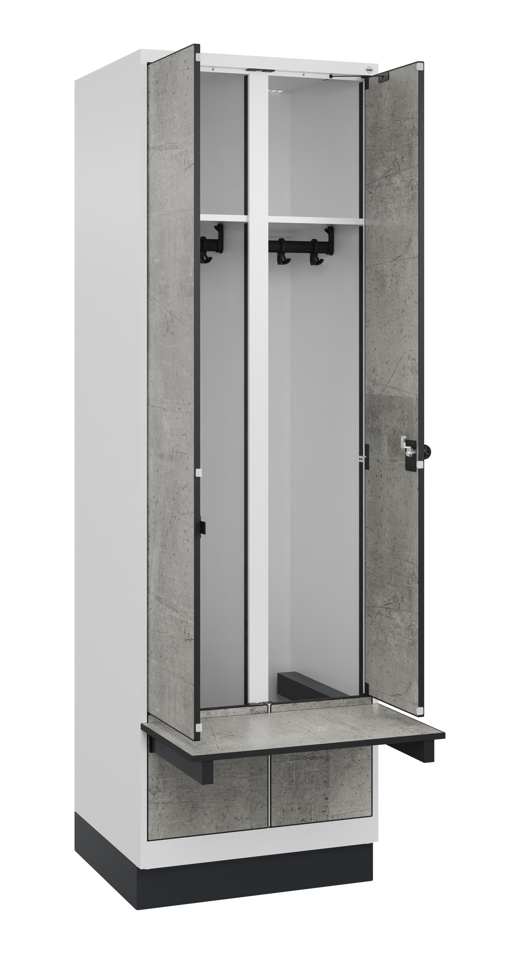 C+P Schwarz-Wei�-Spind Evolo PLUS, Bank, 2 Abteile, 1950x600x815mm