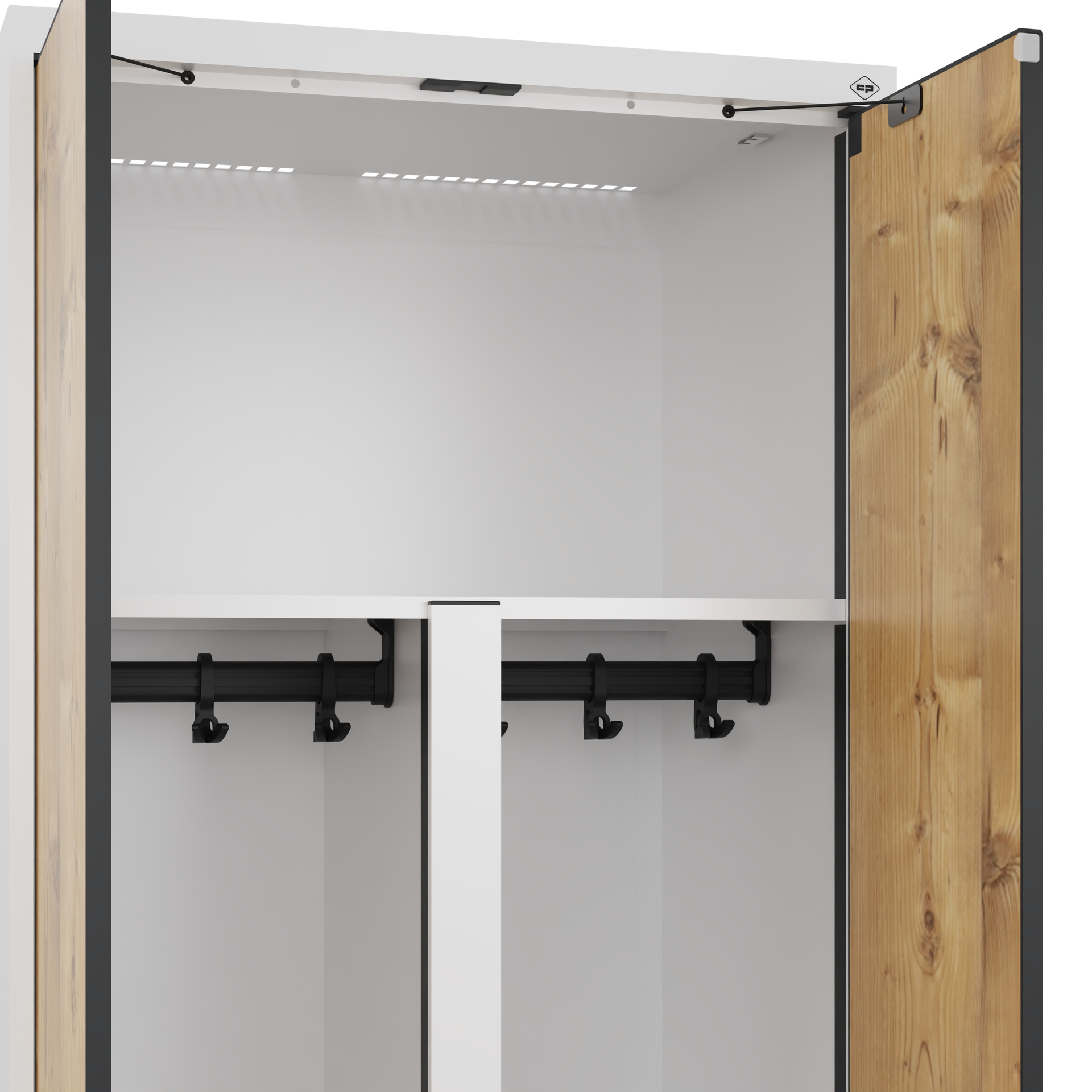 C+P PSA Schwarz-Wei�-Spind Evolo PLUS, Gestell, 2 Abteile, 2120x600x500mm