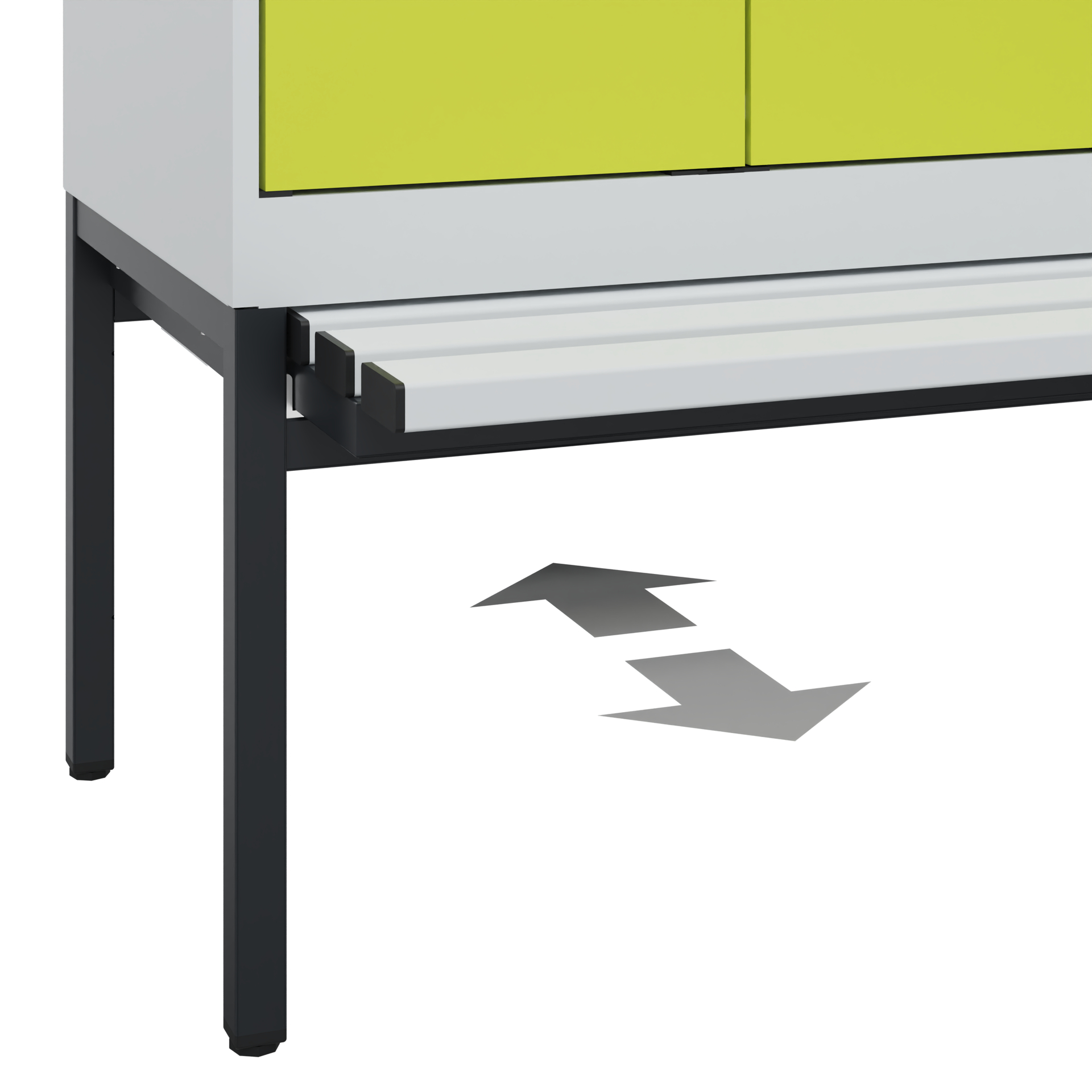 C+P PSA Schwarz-Weiß-Spind Evolo PLUS, Bank, 2 Abteile, 2120x600x815mm