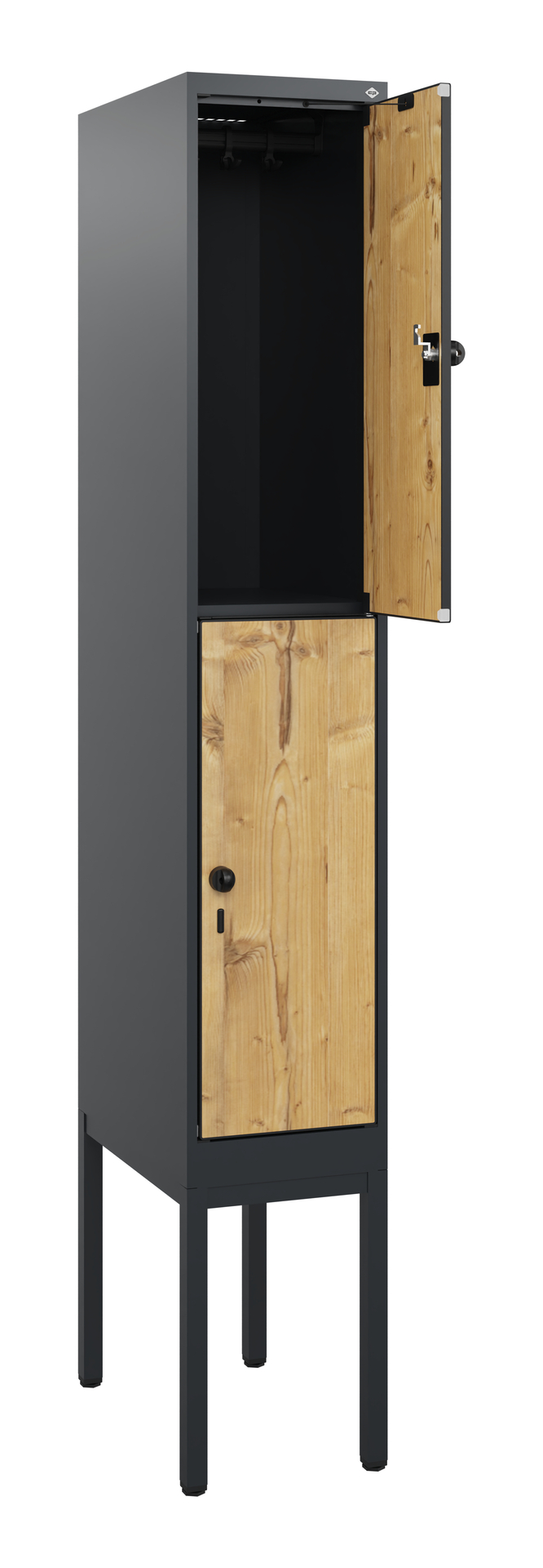 C+P Doppelst�ckiger Spind Evolo PLUS, 2 F�cher, 1950x300x500mm