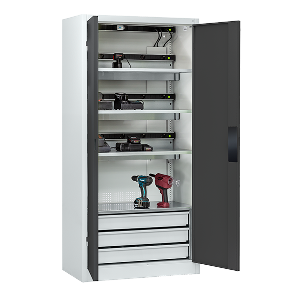 C+P Armoire de charge de batterie avec ventilation Série Acurado, 1950x930x500mm, 7035/7016
