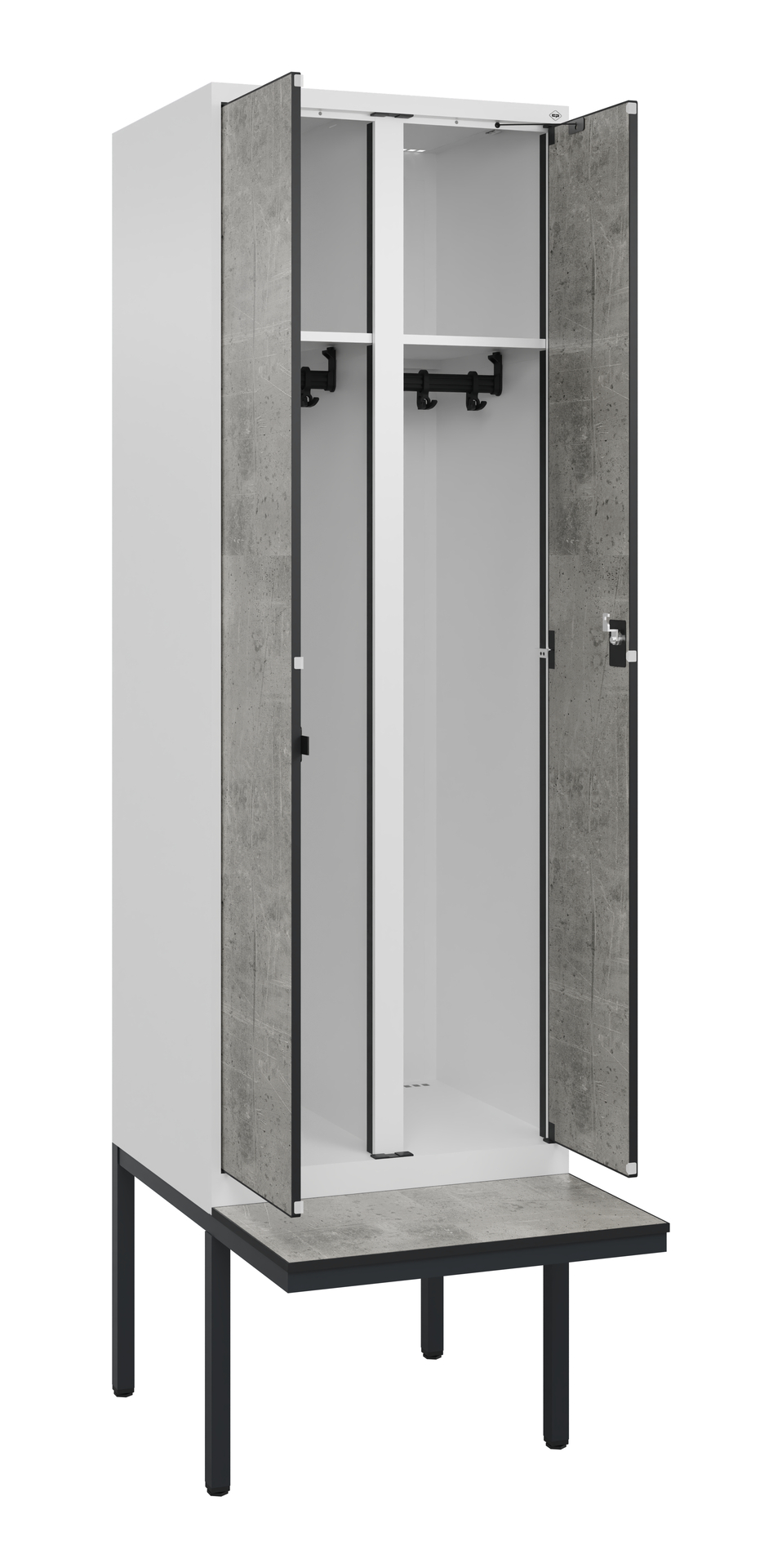 C+P Schwarz-Wei�-Spind Evolo PLUS, Bank, 2 Abteile, 2120x600x815mm