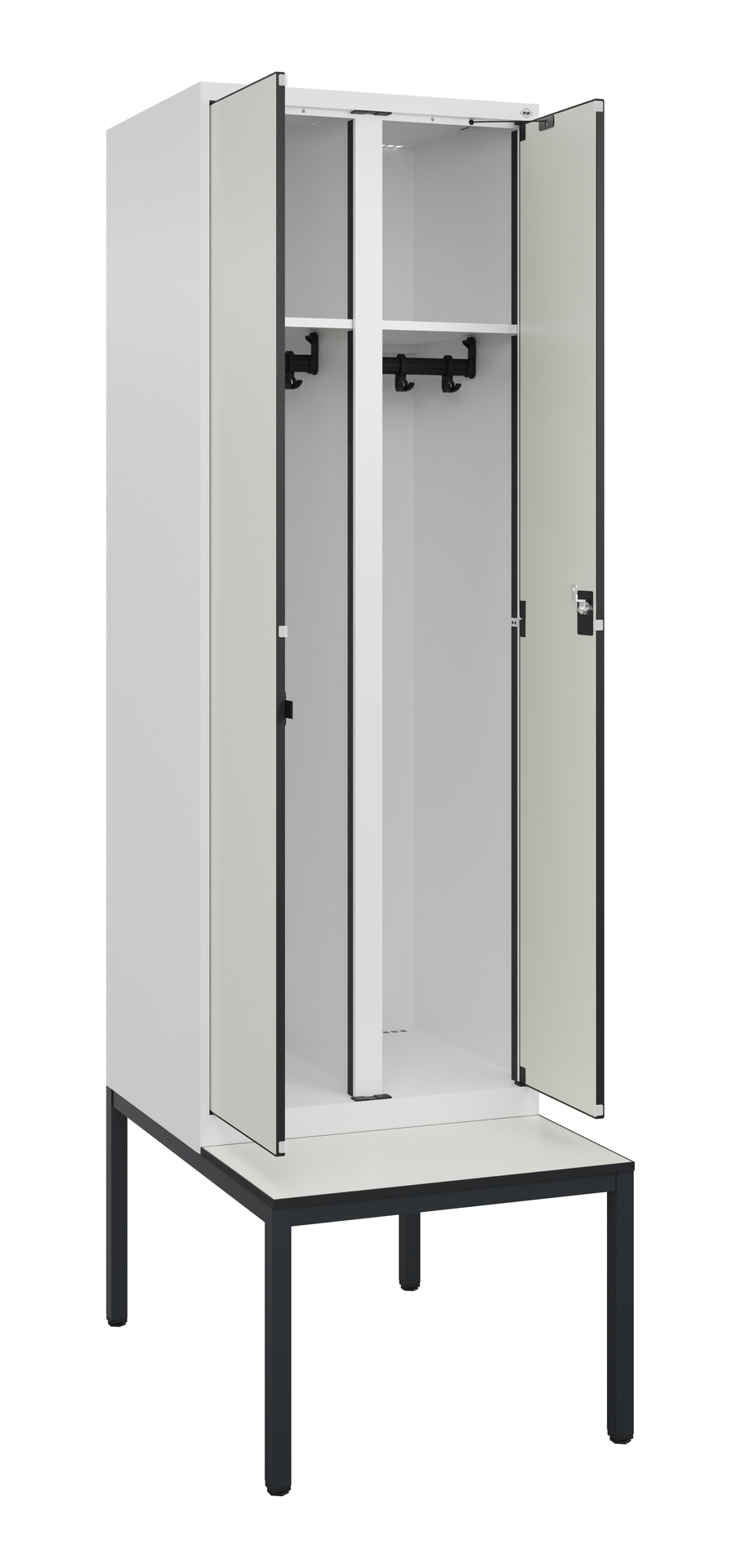 C+P Schwarz-Wei�-Spind Evolo PLUS, Bank, 2 Abteile, 2120x600x815mm