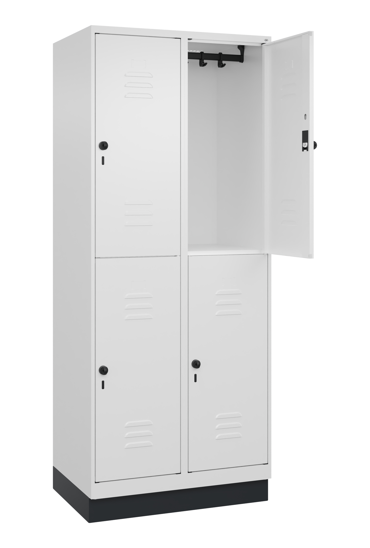 C+P Vestiaire Série Classic PLUS à deux étages, 4 casiers, 1950x800x500mm, 9016/9016