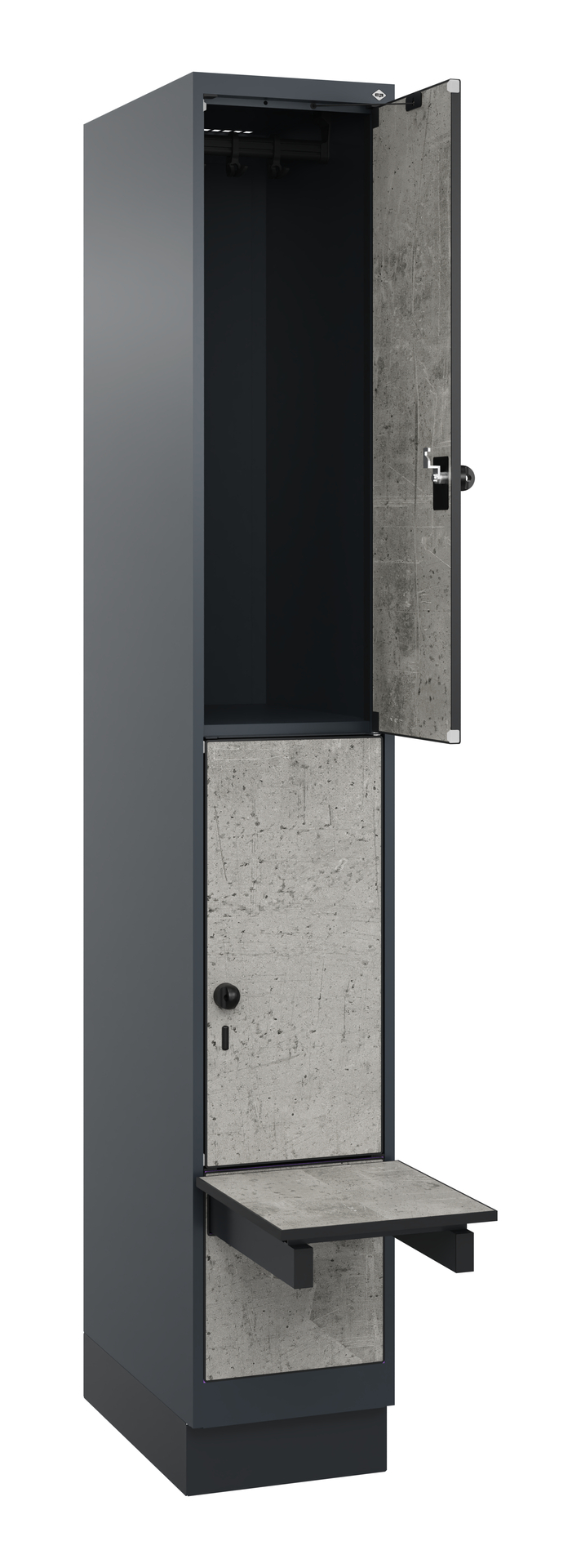 C+P Doppelst�ckiger Spind Evolo PLUS, 2 F�cher, 1950x300x815mm