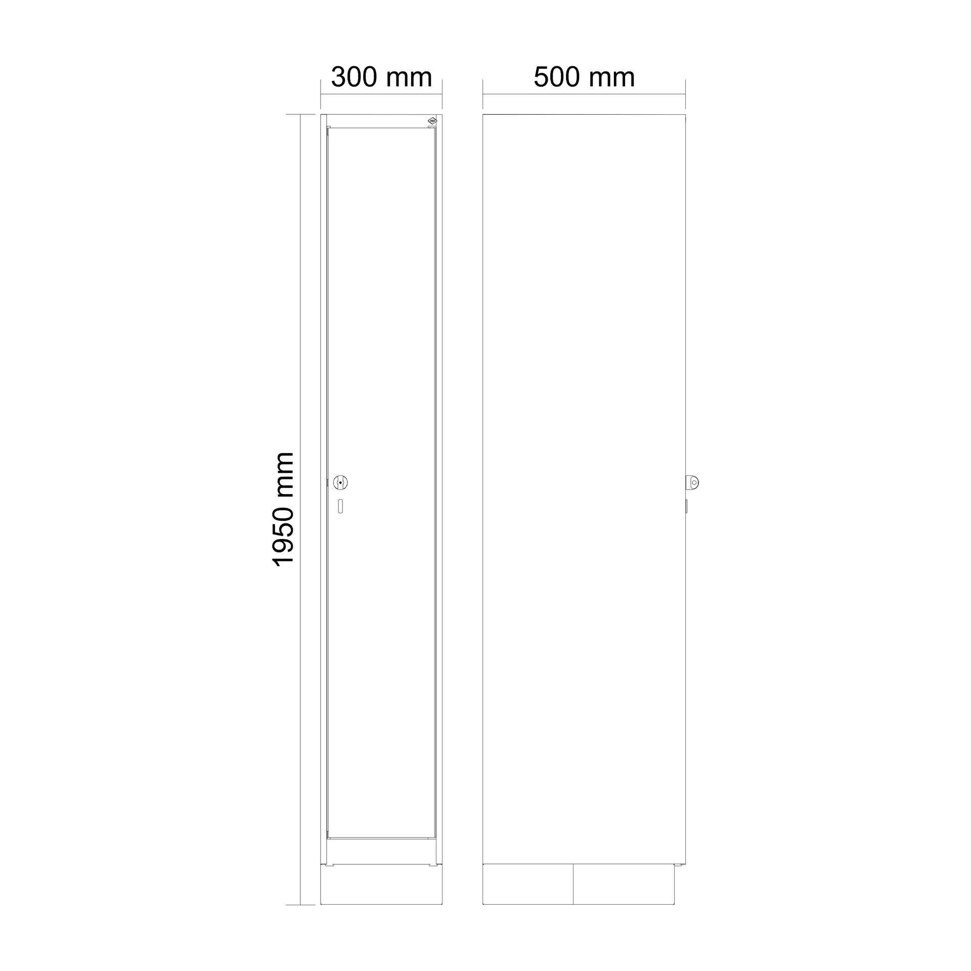 C+P Spind Evolo PLUS, Sockel, 1 Abteil, 1950x300x500mm