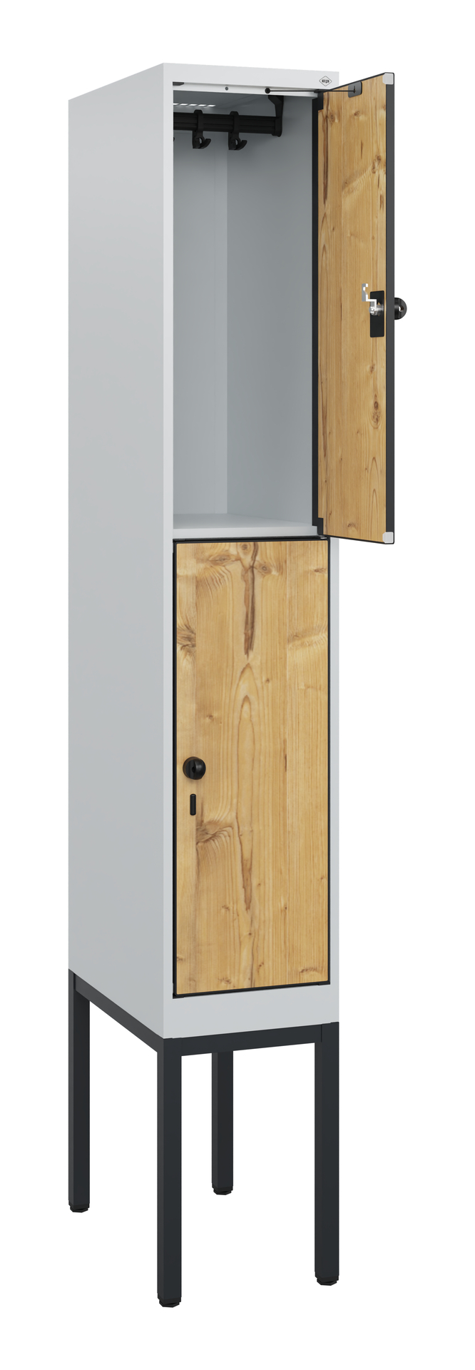 C+P Doppelst�ckiger Spind Evolo PLUS, 2 F�cher, 1950x300x500mm