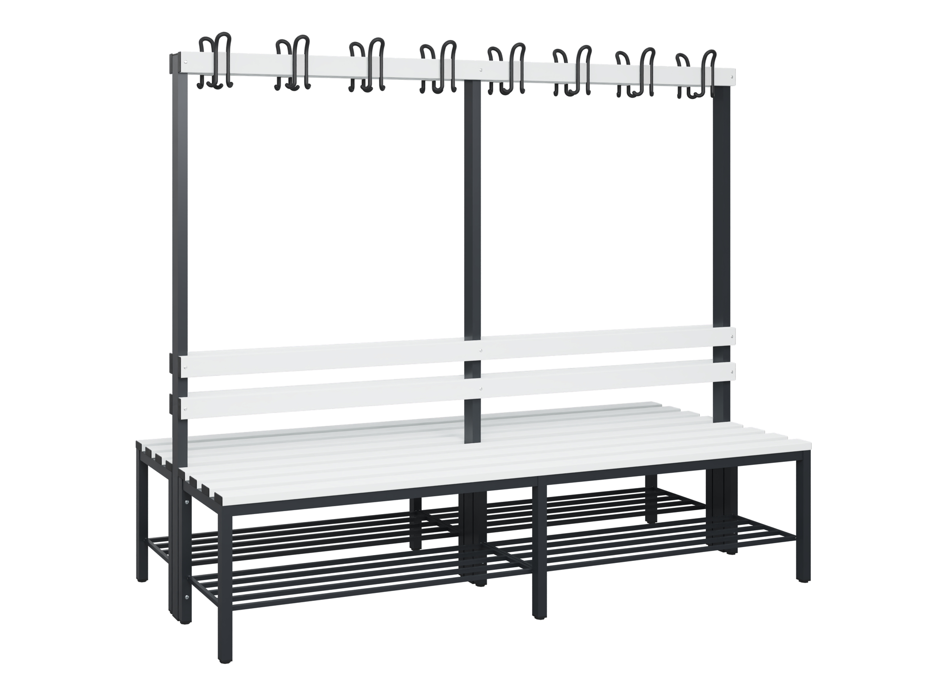 C+P Garderobenbank Solid, 1716x2000x770mm, 7021/Weiß