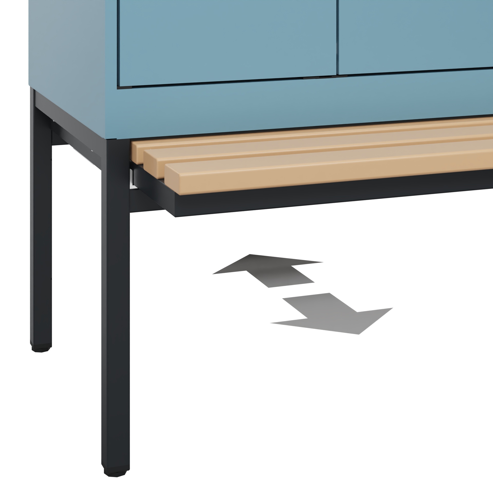 C+P PSA Schwarz-Weiß-Spind Evolo PLUS, Bank, 4 Abteile, 2120x1200x815mm
