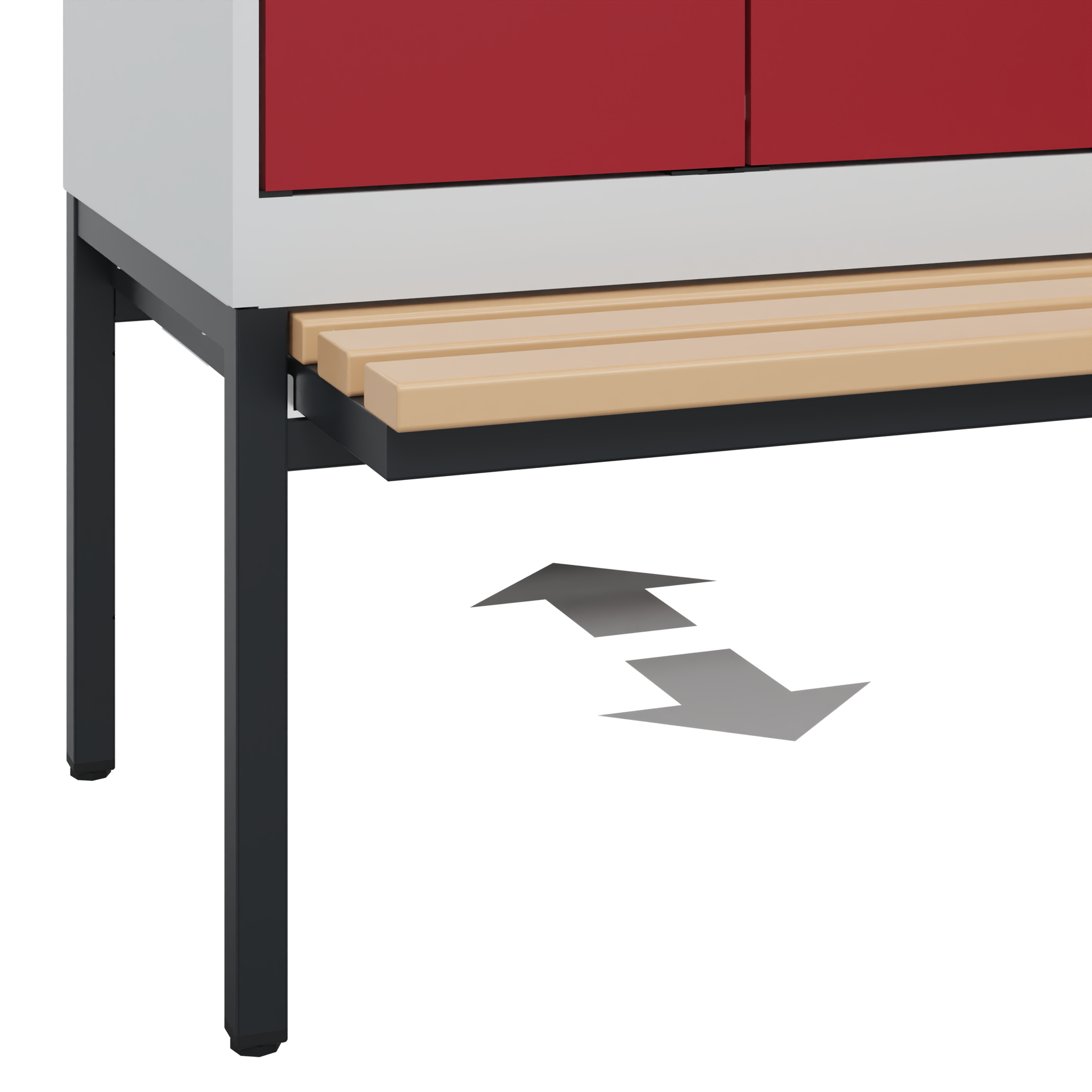 C+P PSA Schwarz-Weiß-Spind Evolo PLUS, Bank, 2 Abteile, 2120x600x815mm