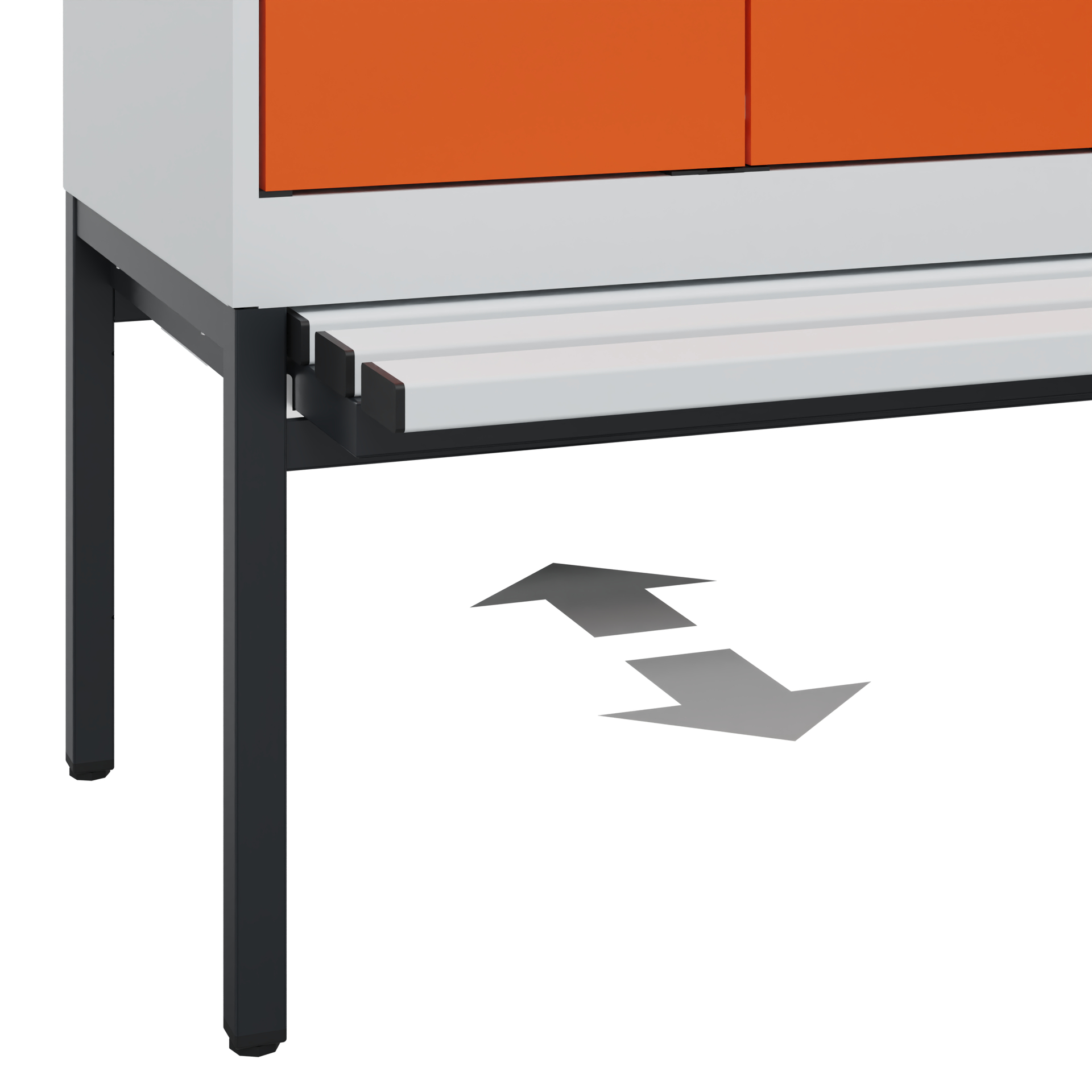 C+P PSA Schwarz-Weiß-Spind Evolo PLUS, Bank, 4 Abteile, 2120x1200x815mm
