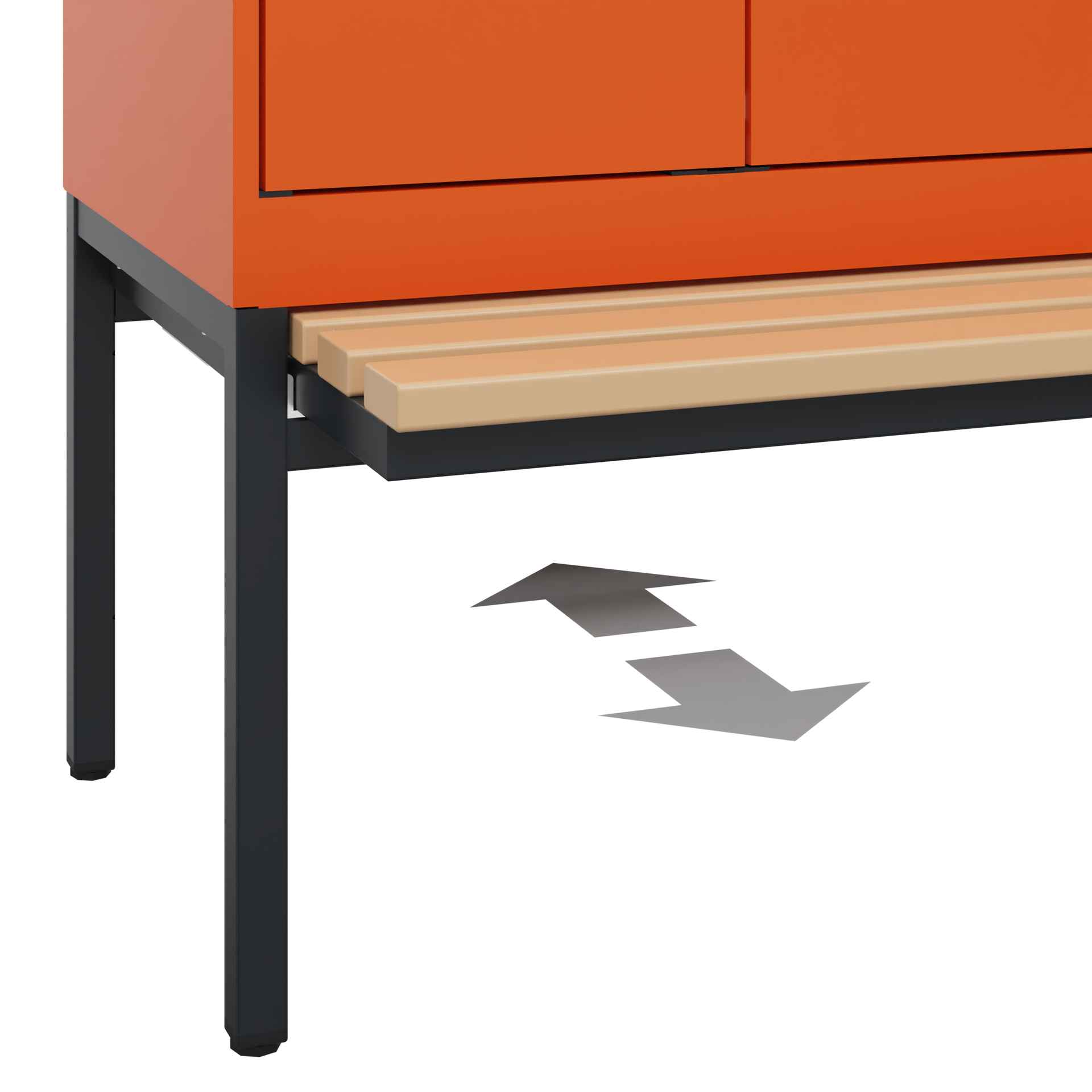 C+P PSA Schwarz-Weiß-Spind Evolo PLUS, Bank, 2 Abteile, 2120x600x815mm