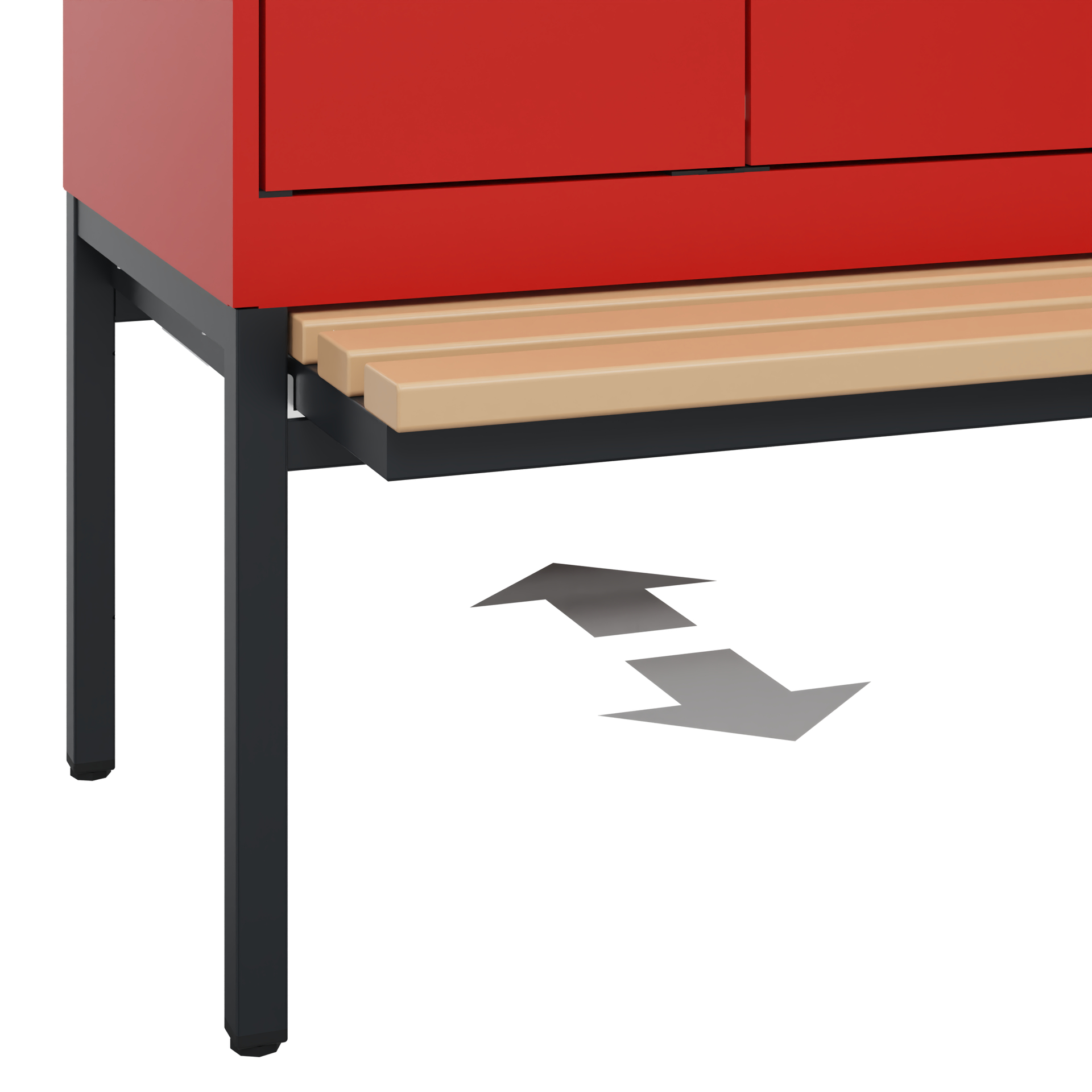 C+P PSA Schwarz-Weiß-Spind Evolo PLUS, Bank, 4 Abteile, 2120x1200x815mm