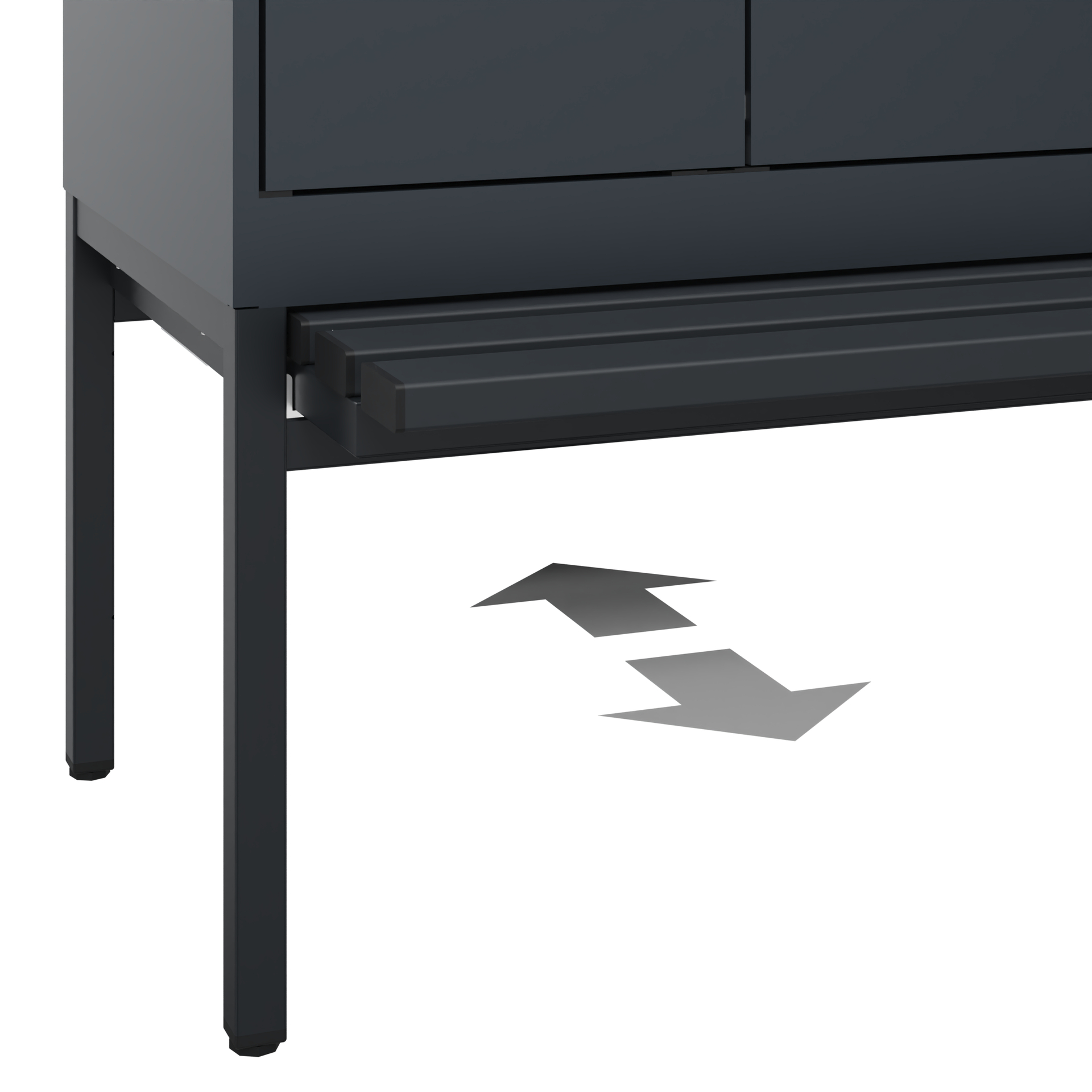 C+P PSA Schwarz-Weiß-Spind Evolo PLUS, Bank, 4 Abteile, 2120x1200x815mm