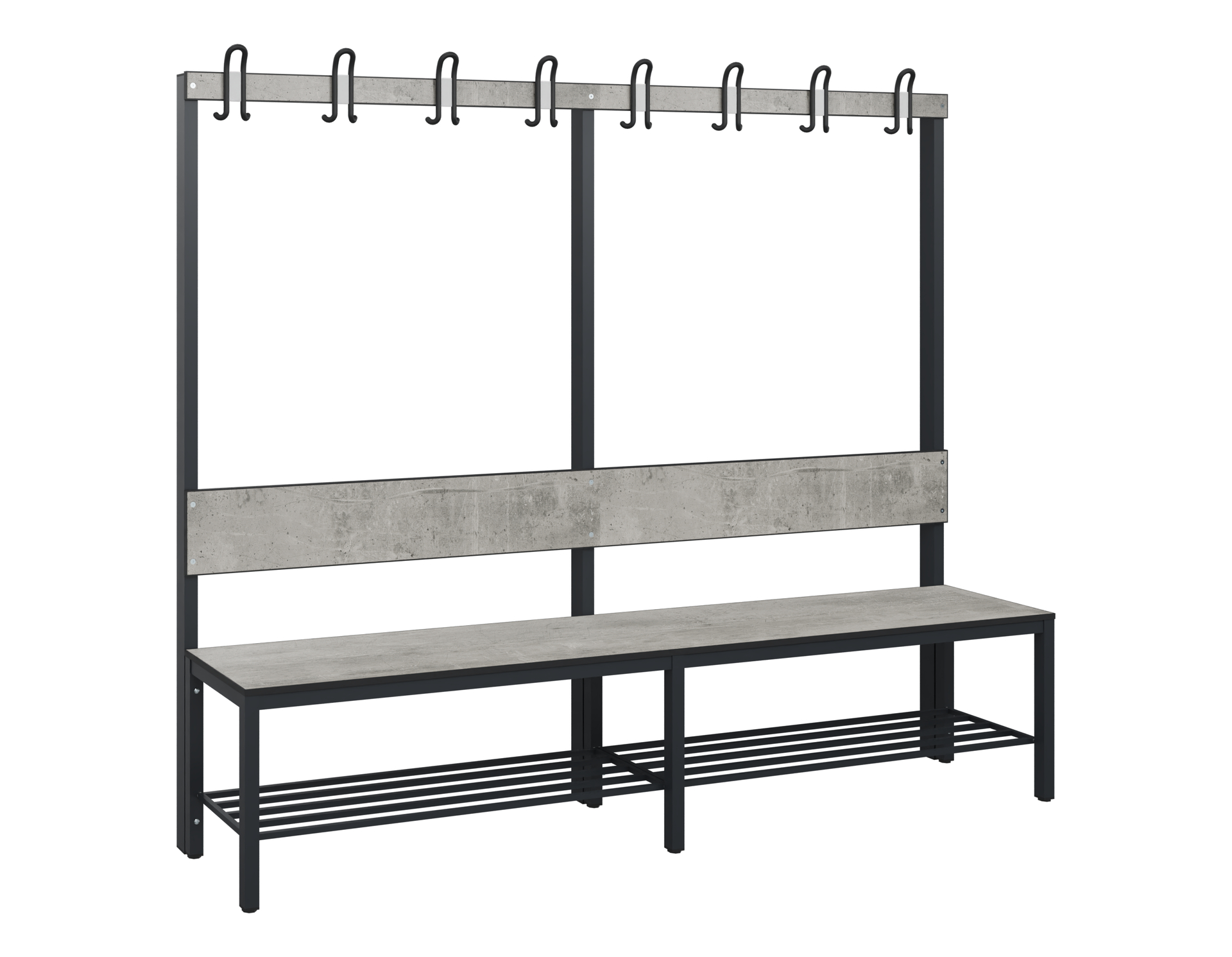 C+P Garderobenbank Solid HPL, 1716x2000x412mm, 7021/VK427