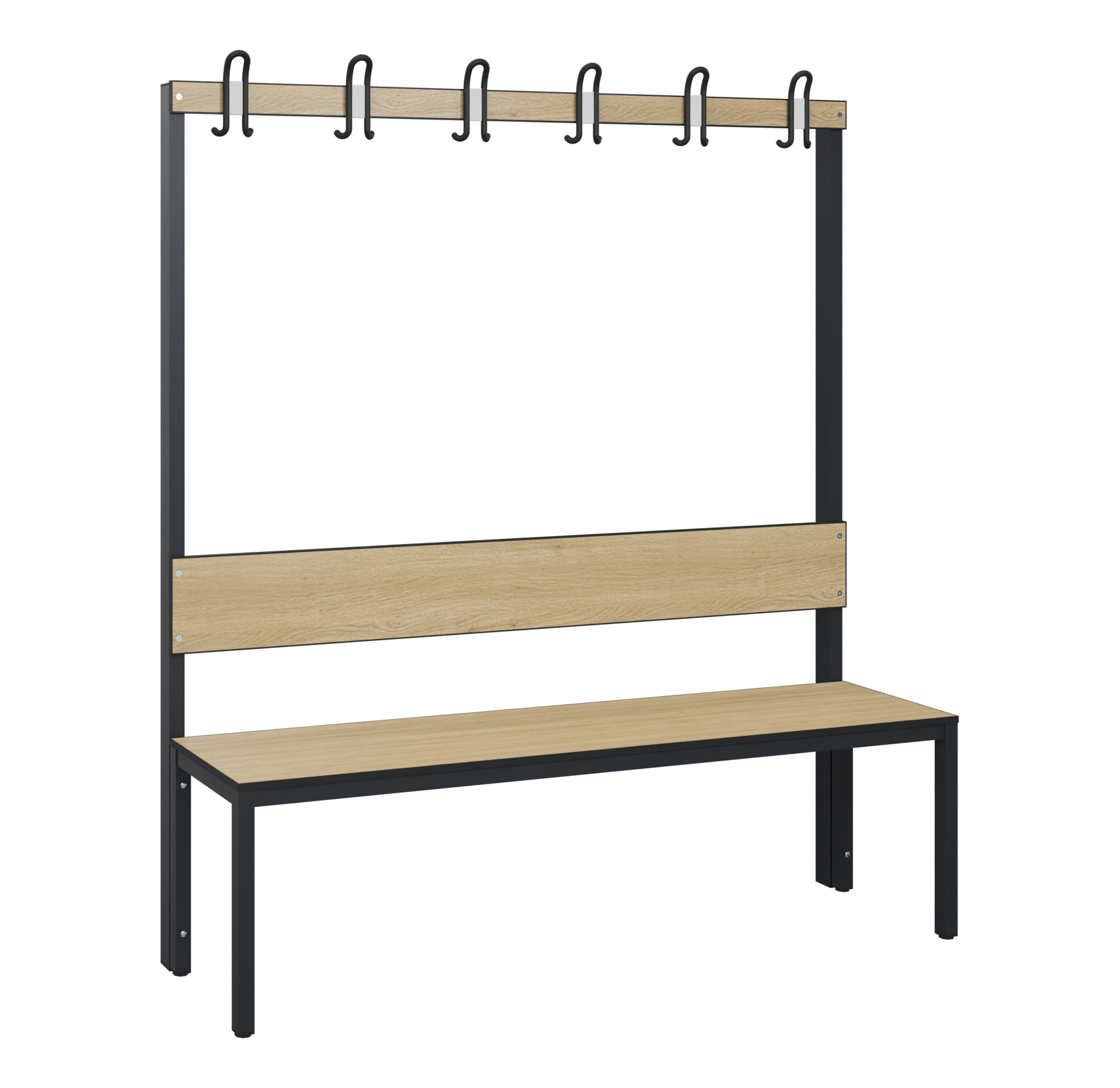 C+P Garderobenbank Solid HPL, 1716x1500x412mm, 7021/VK032