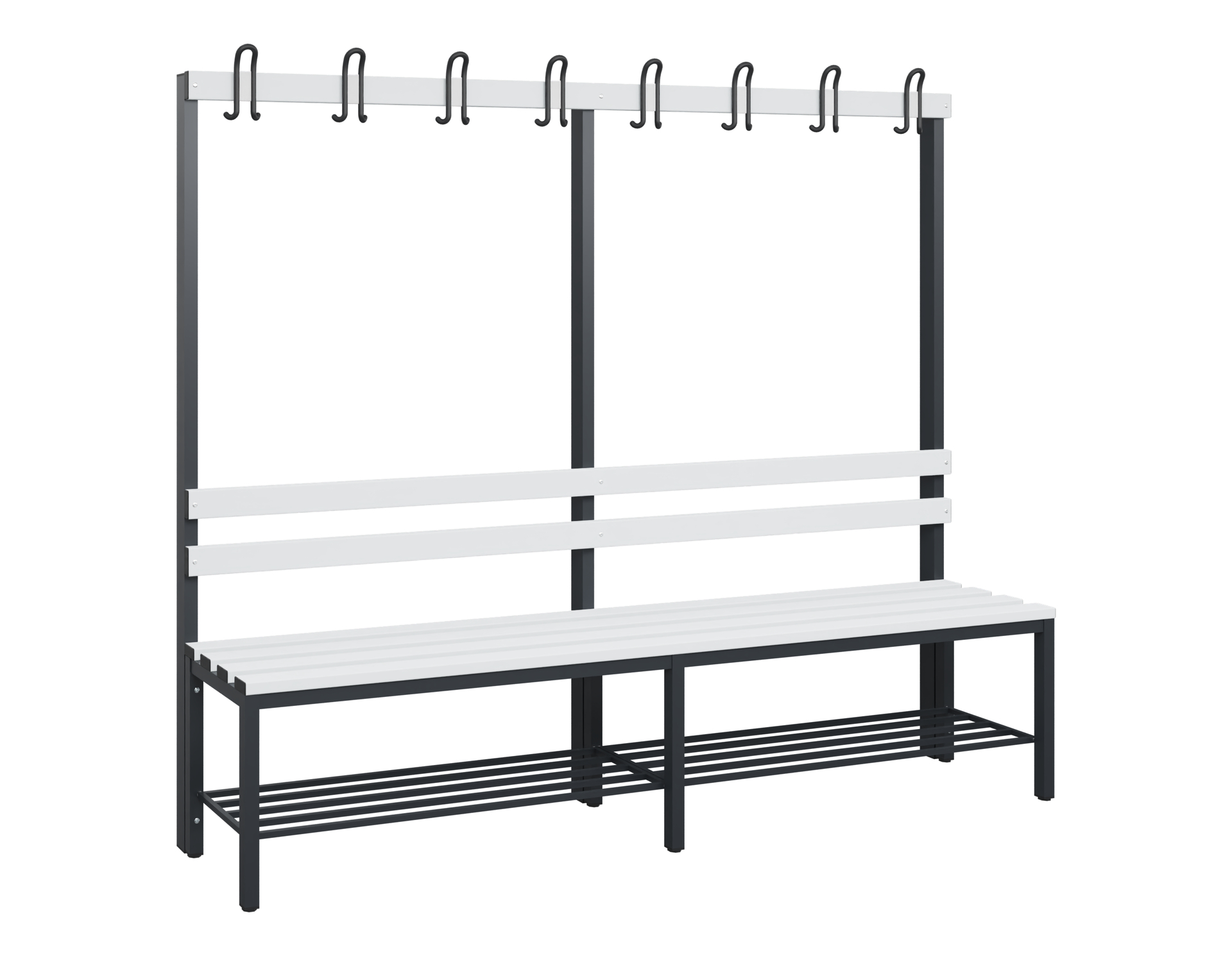 C+P Garderobenbank Solid, 1716x2000x412mm, 7021/Lichtgrau