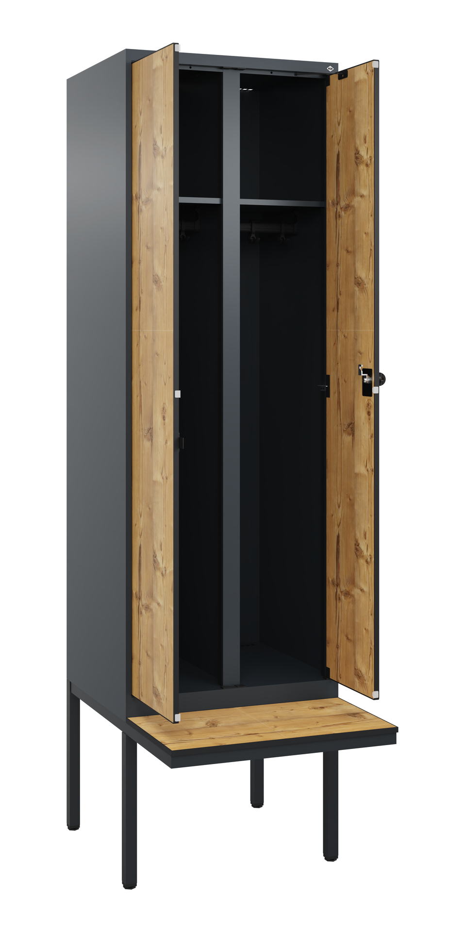 C+P Schwarz-Wei�-Spind Evolo PLUS, Bank, 2 Abteile, 2120x600x815mm