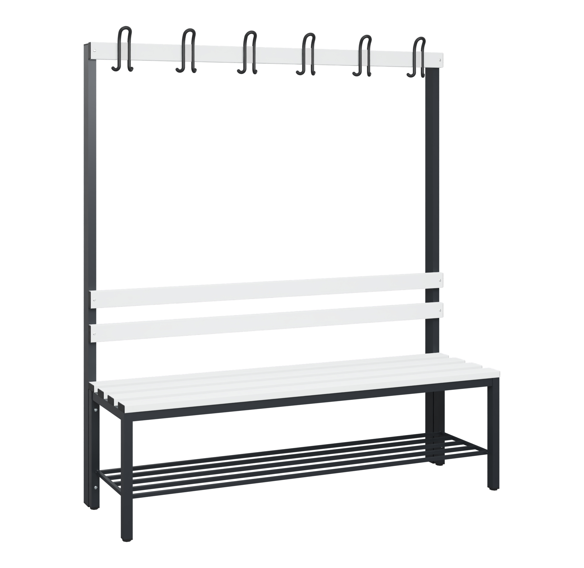C+P Garderobenbank Solid, 1716x1500x412mm, 7021/Weiß