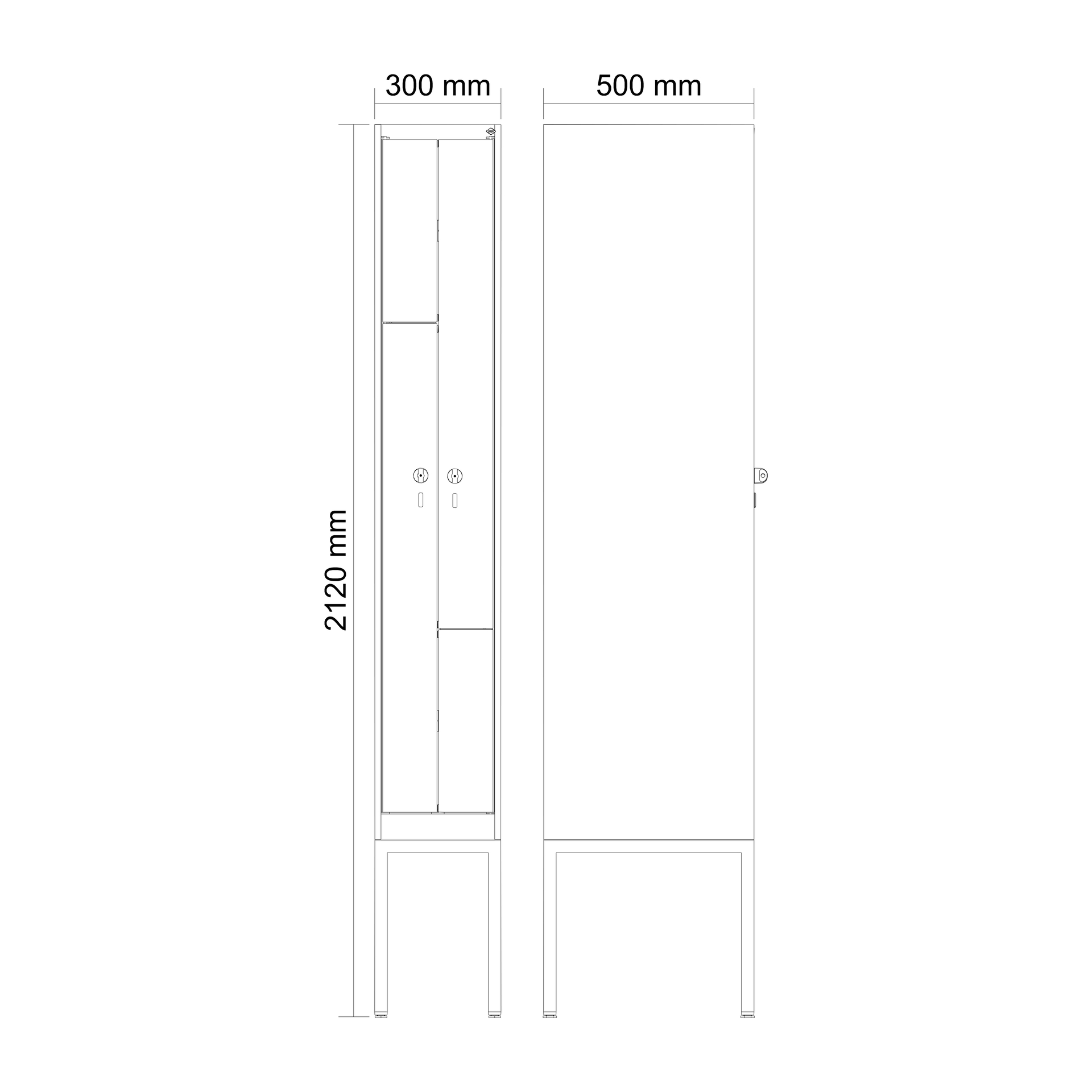 C+P Z-Spind Evolo PLUS, Gestell, 2 F�cher, 2120x300x500mm
