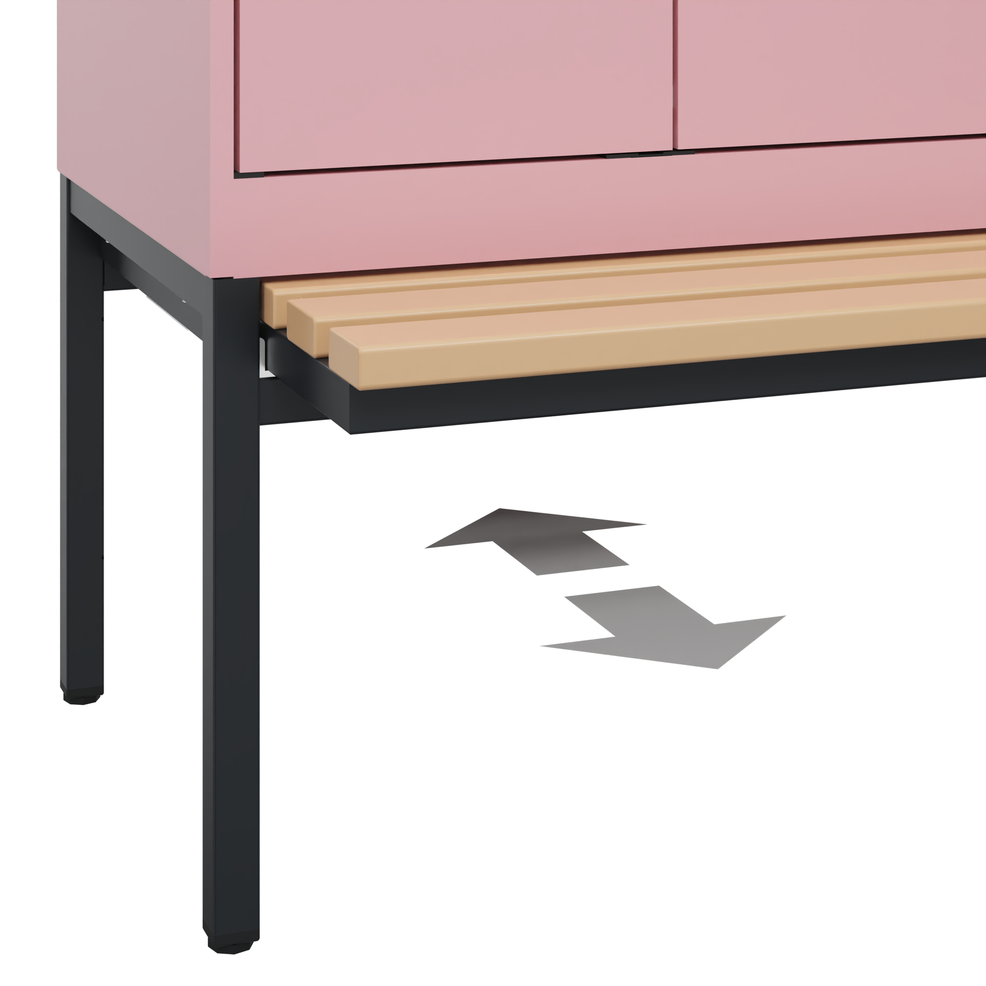 C+P PSA Schwarz-Weiß-Spind Evolo PLUS, Bank, 4 Abteile, 2120x1200x815mm