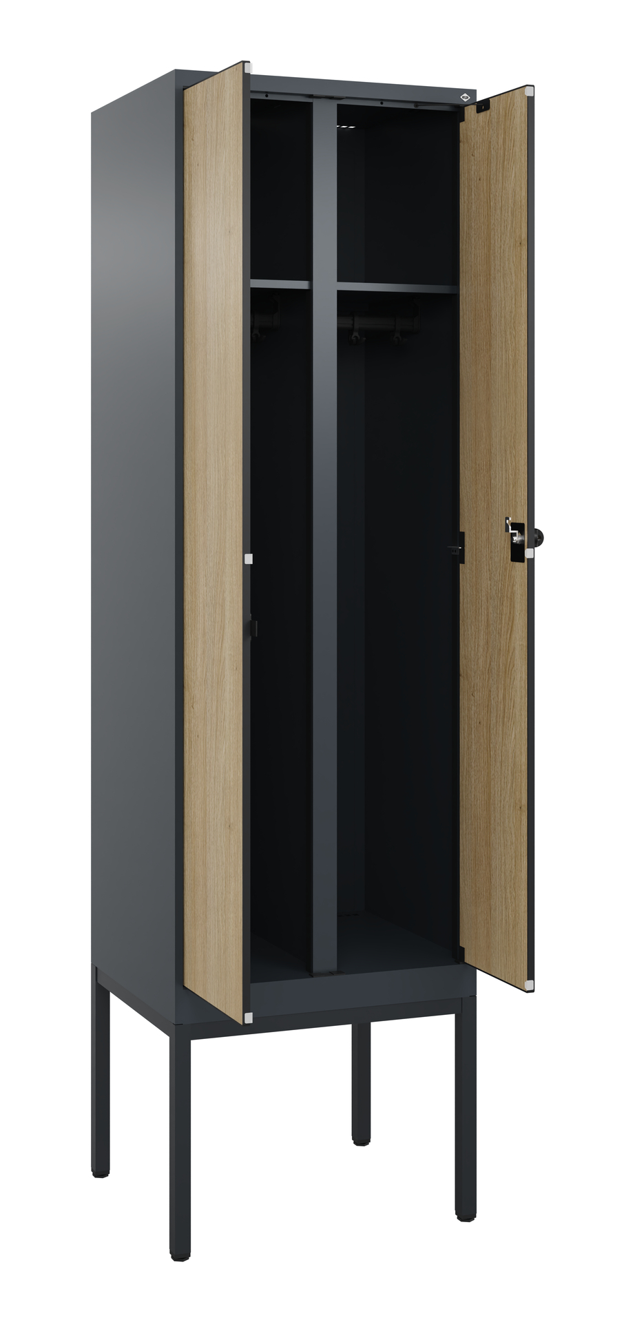 C+P Schwarz-Wei�-Spind Evolo PLUS, Gestell, 2 Abteile, 2120x600x500mm