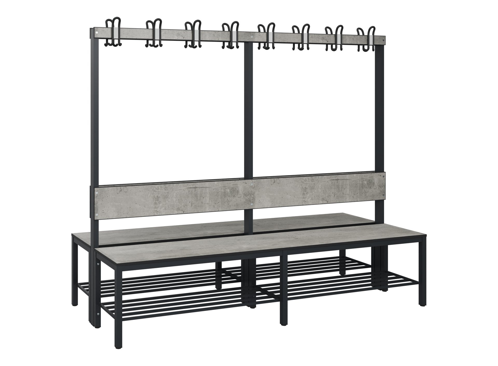 C+P Garderobenbank Solid HPL, 1716x2000x770mm, 7021/VK427