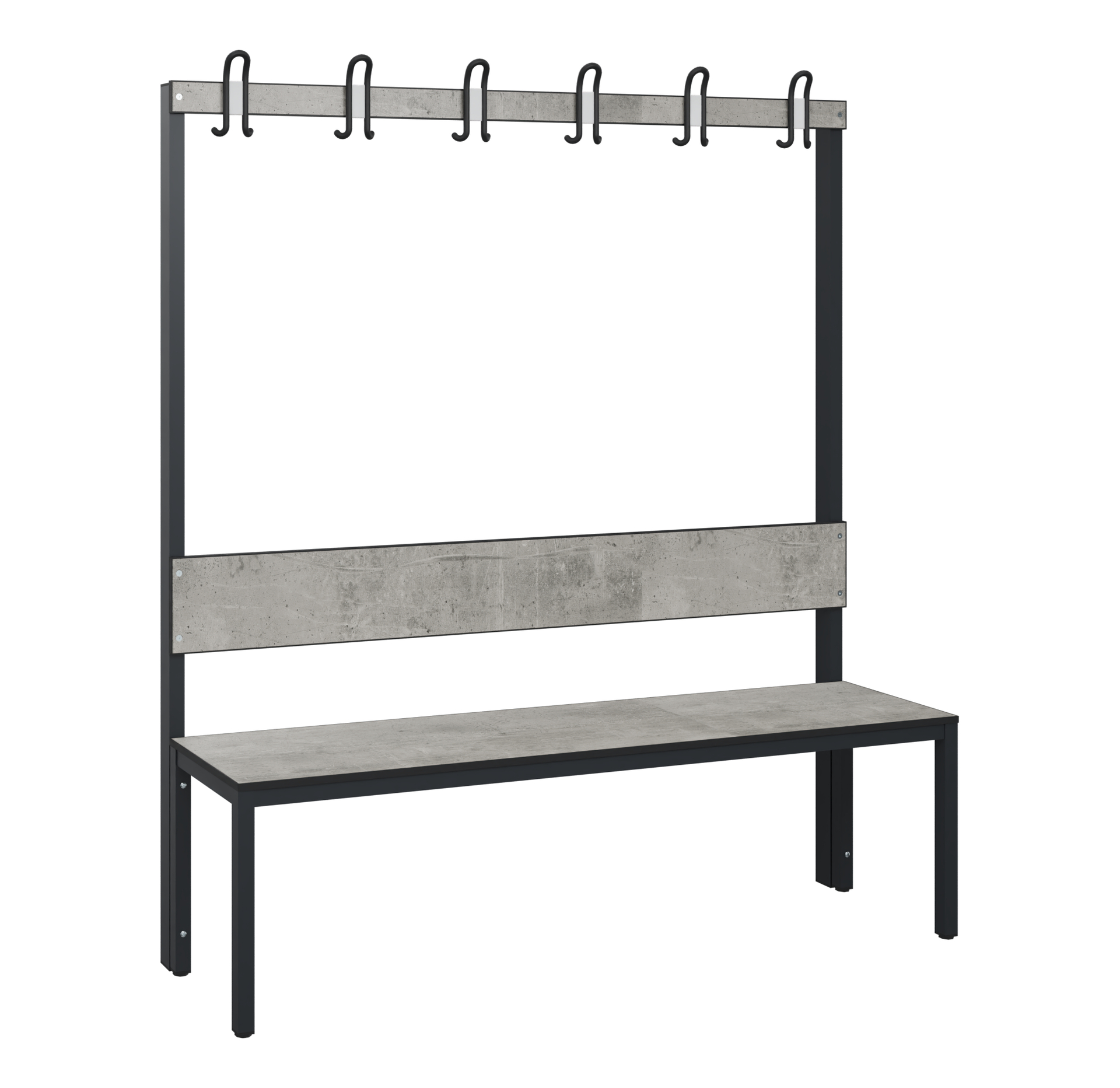 C+P Garderobenbank Solid HPL, 1716x1500x412mm, 7021/VK427