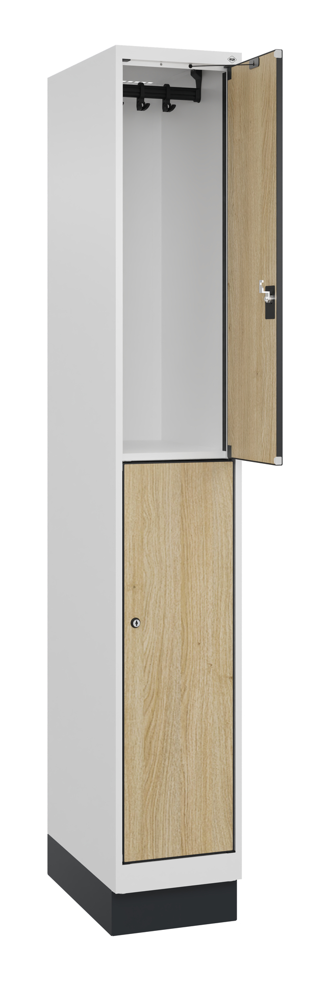 C+P Doppelst�ckiger Spind Evolo PLUS, 2 F�cher, 1950x300x815mm