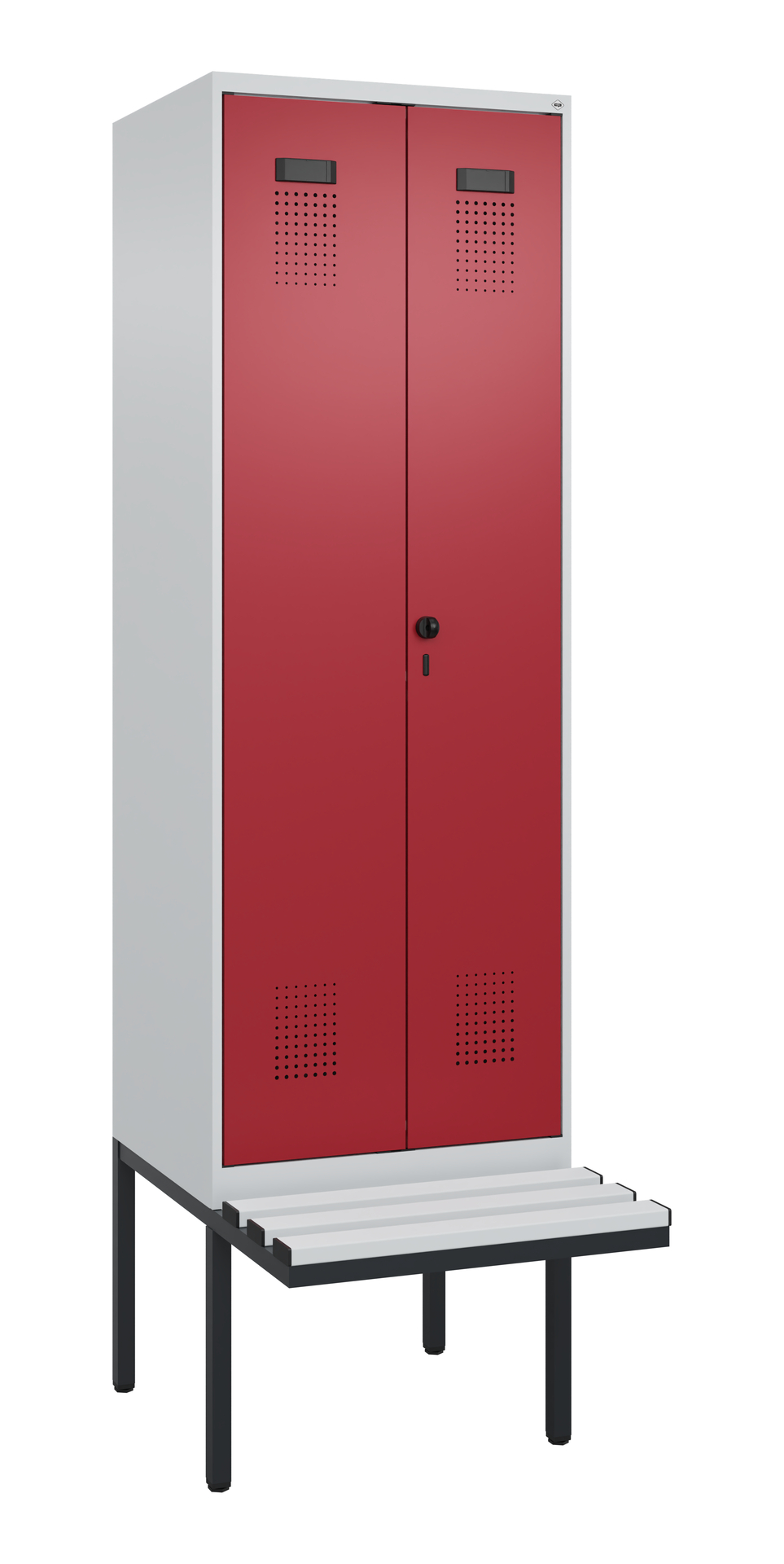 C+P Schwarz-Weiß-Spind Evolo PLUS, Bank, 2 Abteile